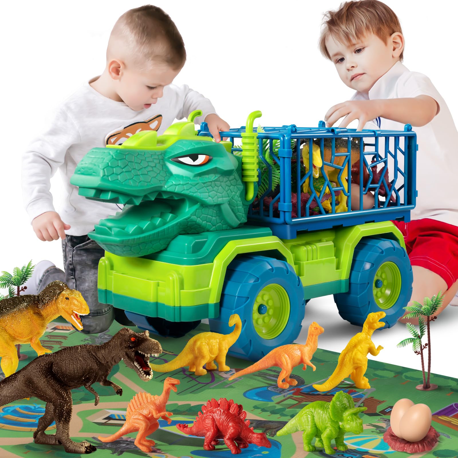 TEMI Dinosaur Truck Toys Set