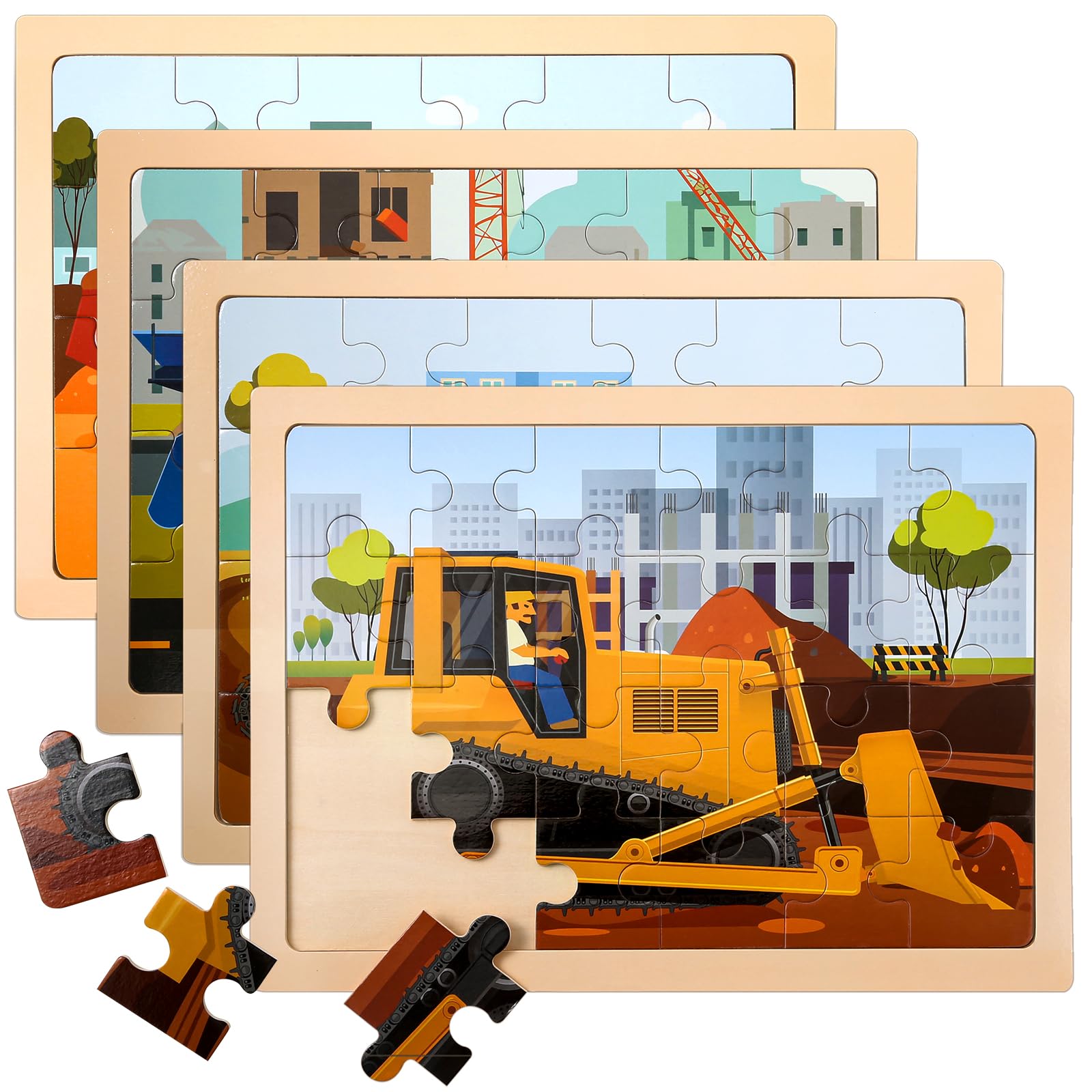 LACCHOUFEE Wooden Vehicle Puzzles