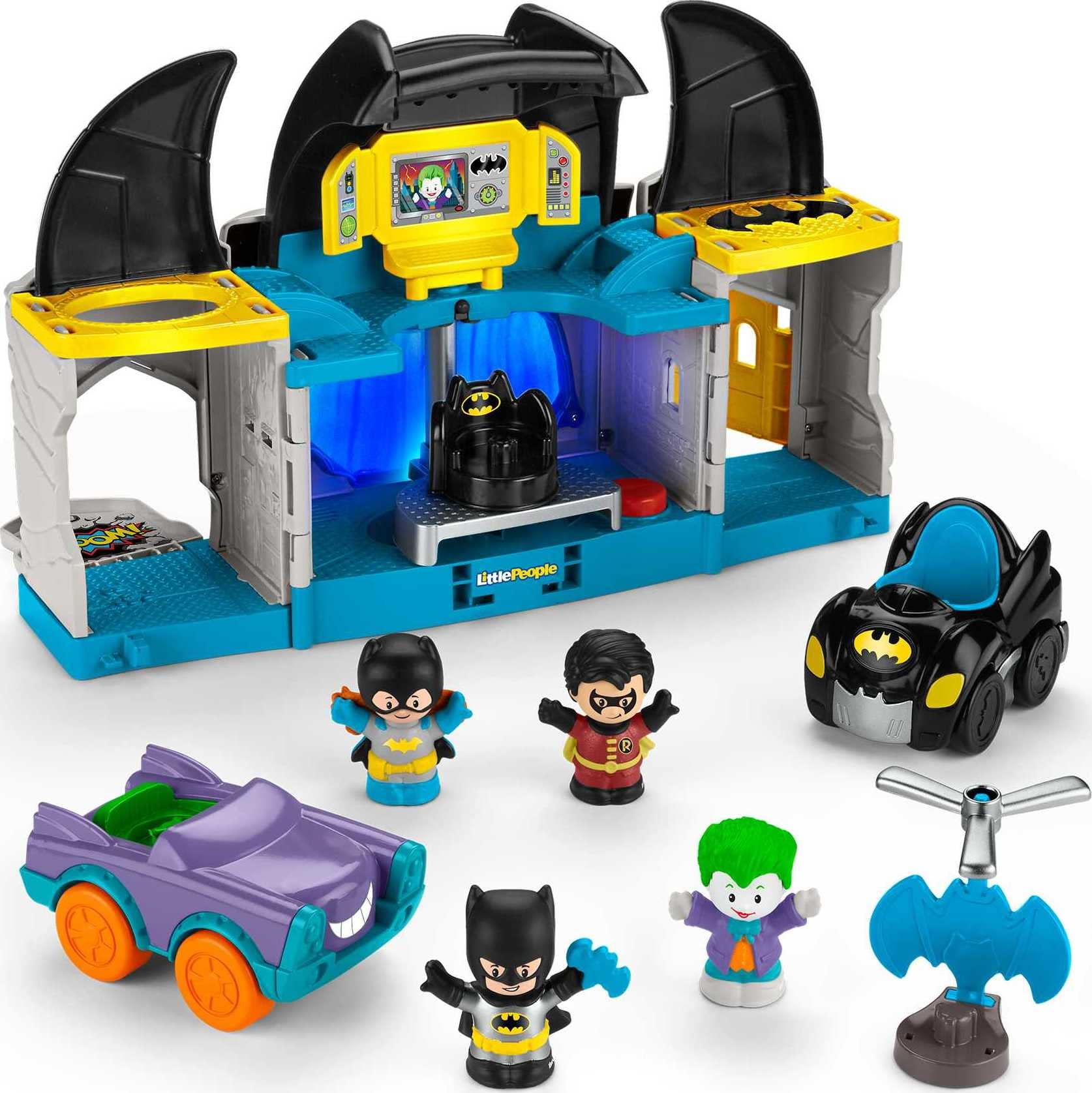Fisher-Price Little People DC Super Friends Batman Toy Deluxe Batcave Playset