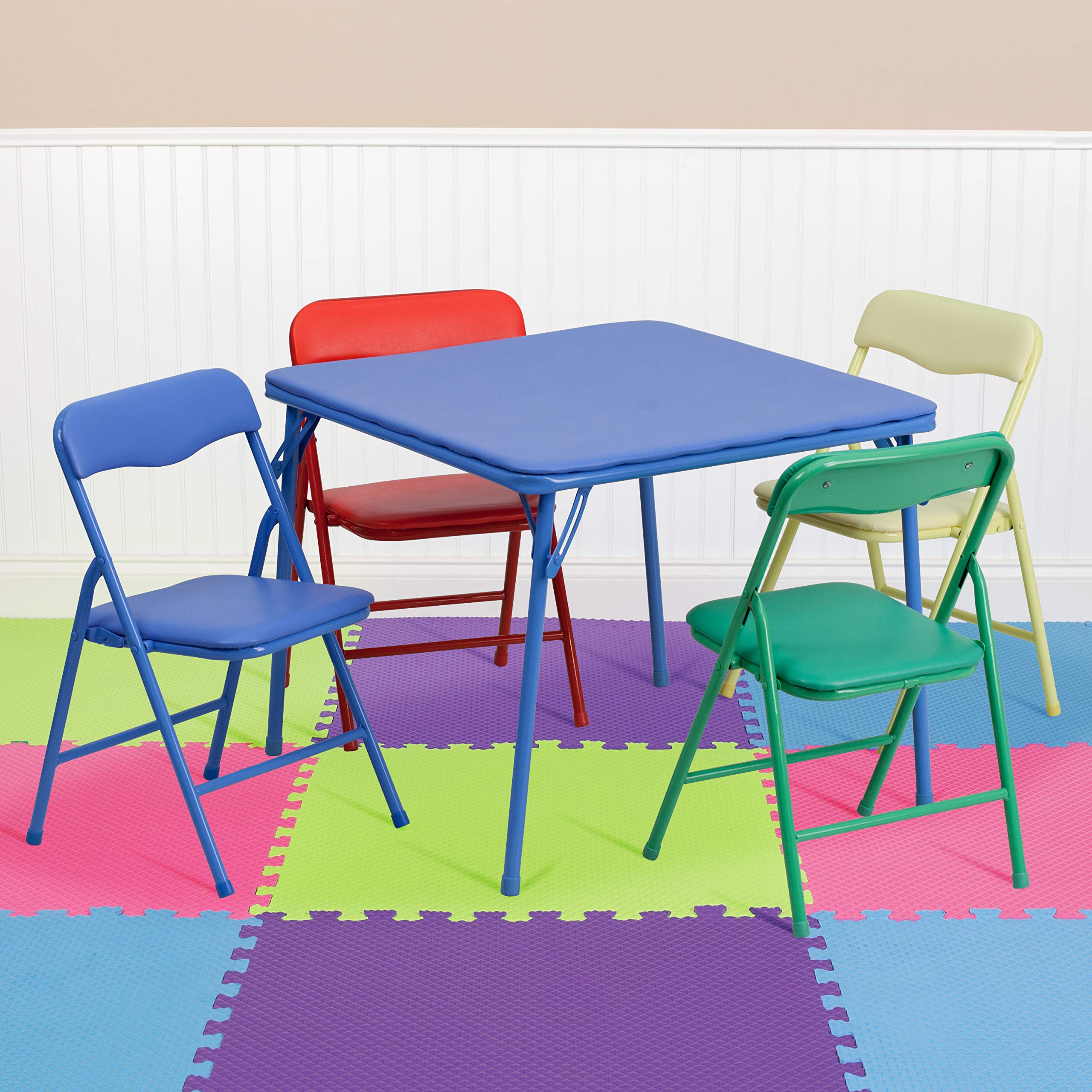 Flash Furniture Mindy Kids 5-Piece Folding Square Table and Chairs Set